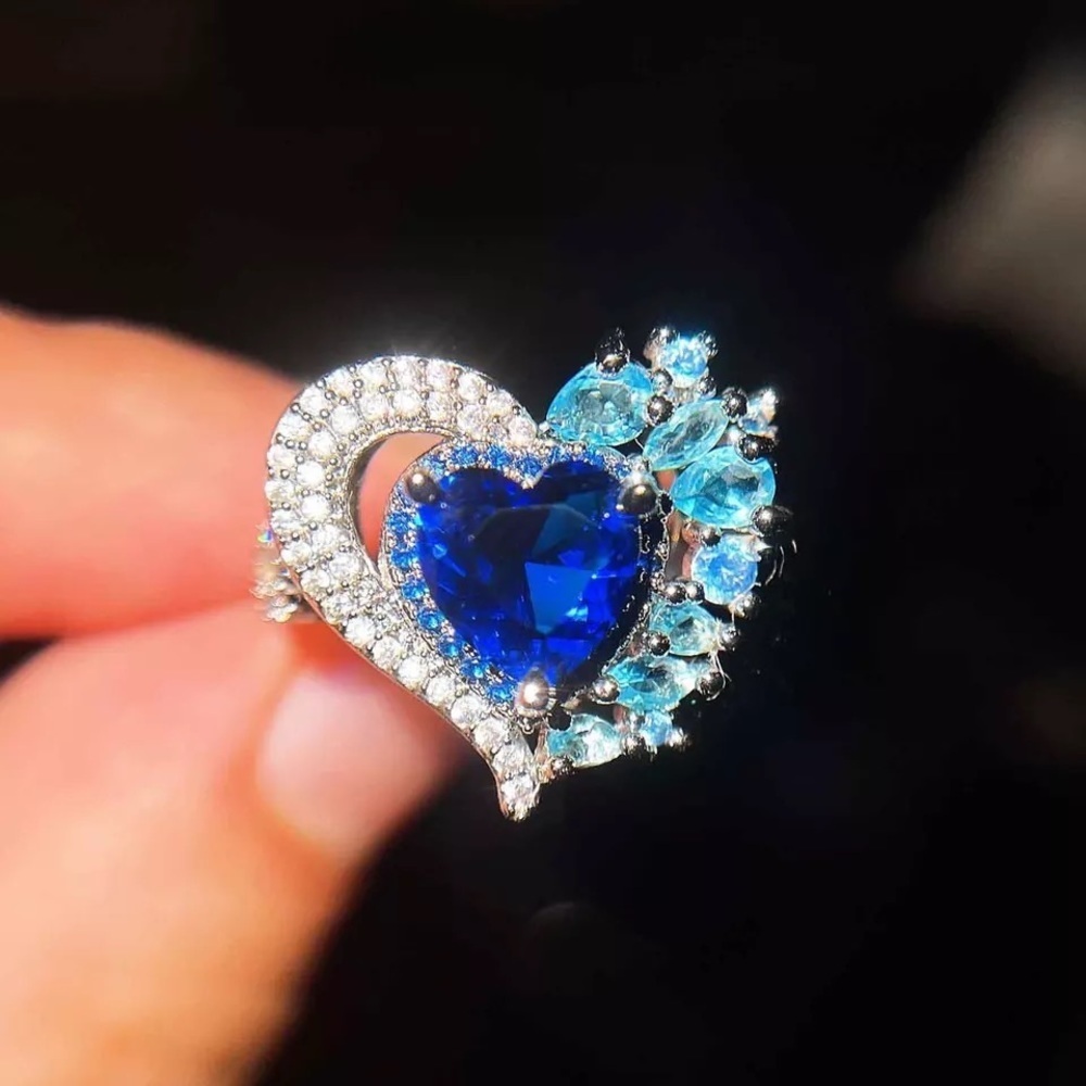 Blue Heart statement ring
